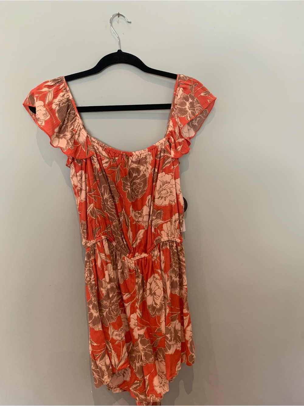 Floral Orange Women's Off-Shoulder Jumpsuit